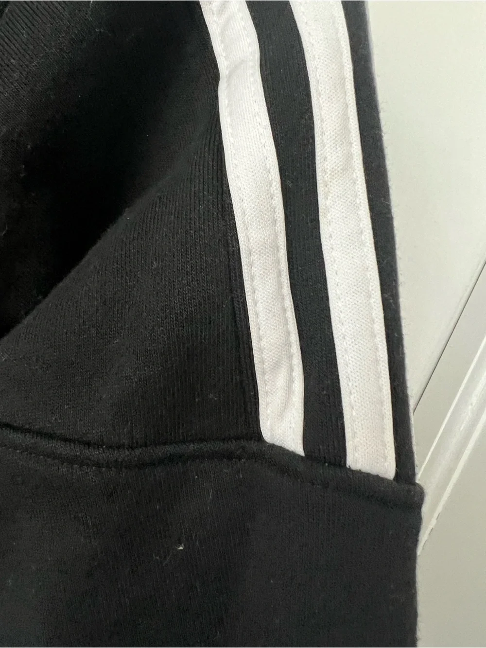 adidas Black Kids Zip Hoodie with White Three-Stripes